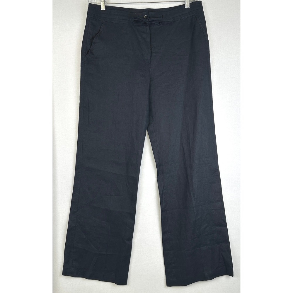 Gerard Darel Linen Wide Leg Pants Navy Blue Women's‎ Size 42
